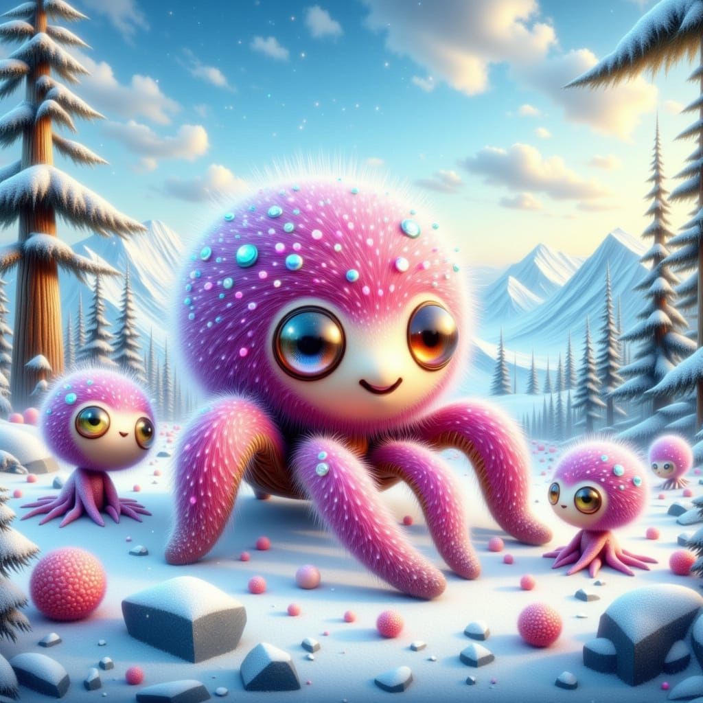 Surreal Ice-Age Wonderland with Whimsical Creatures