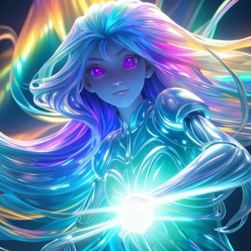 Radiant Sunlight Girl with Iridescent Details