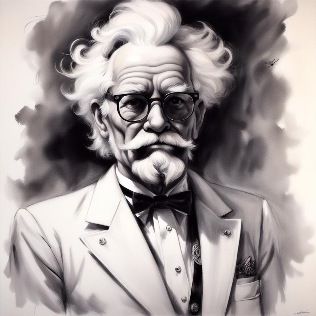 Disturbing Colonel Sanders Portrait in Horror Style