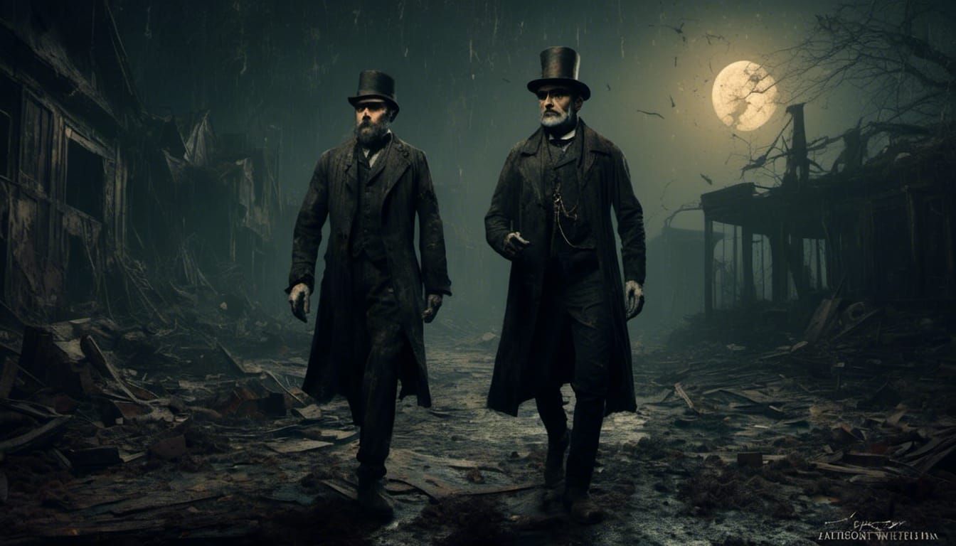 Victorian Gentleman in a Dark Fantasy Landscape