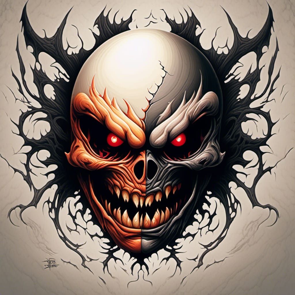 Angry Two-Faced Egg in Simon Bisley Comic Style