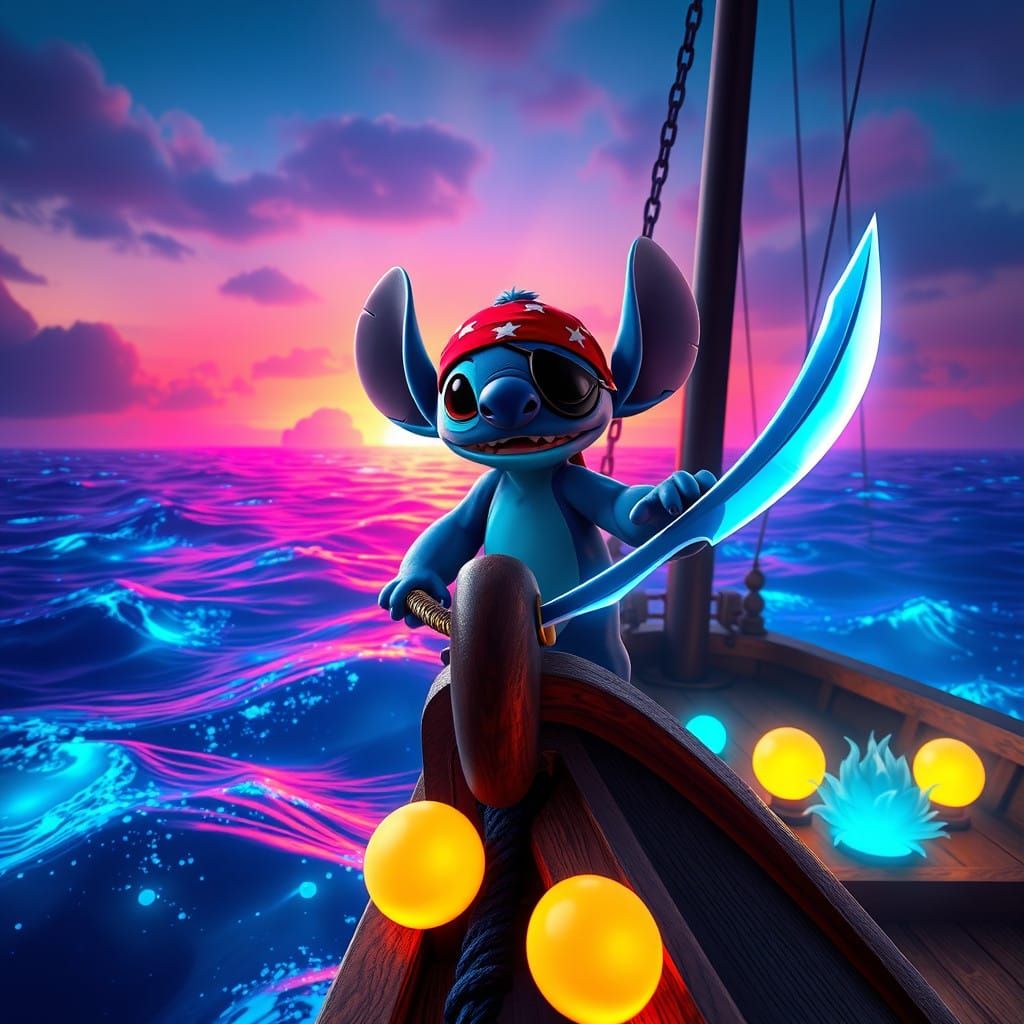 Pirate Stitch Embarks on Swashbuckling Quest in Dreamlike Oc...