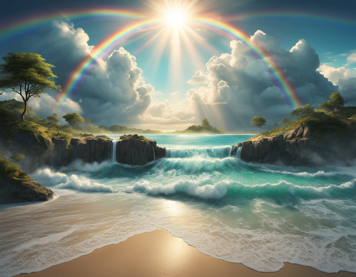 Beach Bridge to Unseen World: Maximalist Digital Painting