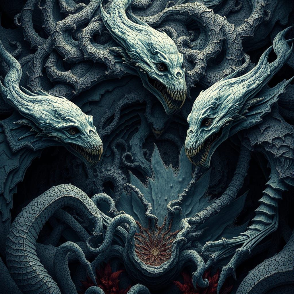 Surreal Cubist Nightmare Vision in Abstract Fractal Style