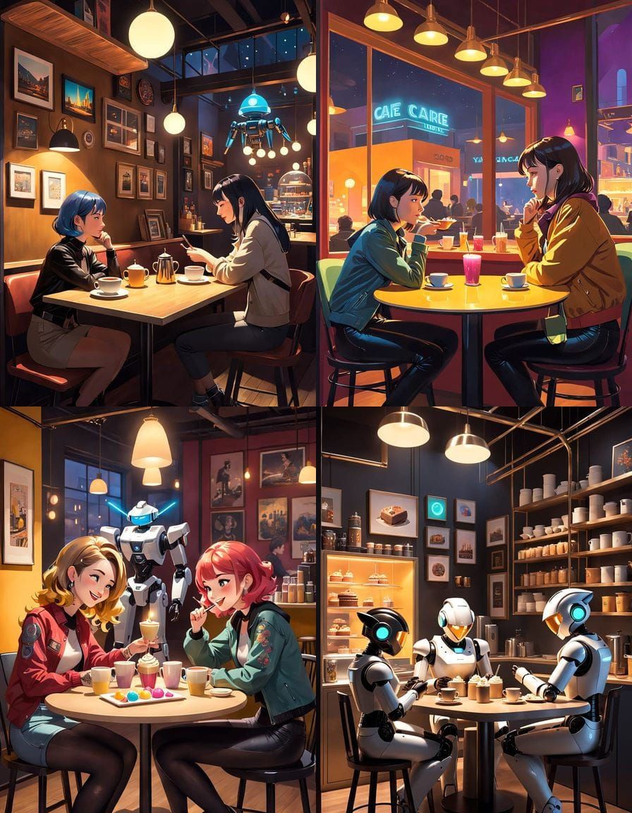 A Night at NightCafe: Cozy Café Scene with AI Art and Love
