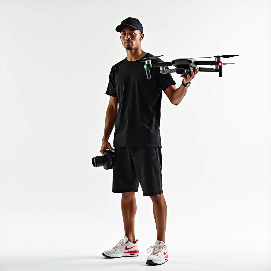 Man with Drone: Hyperrealistic Concept Art in 20k