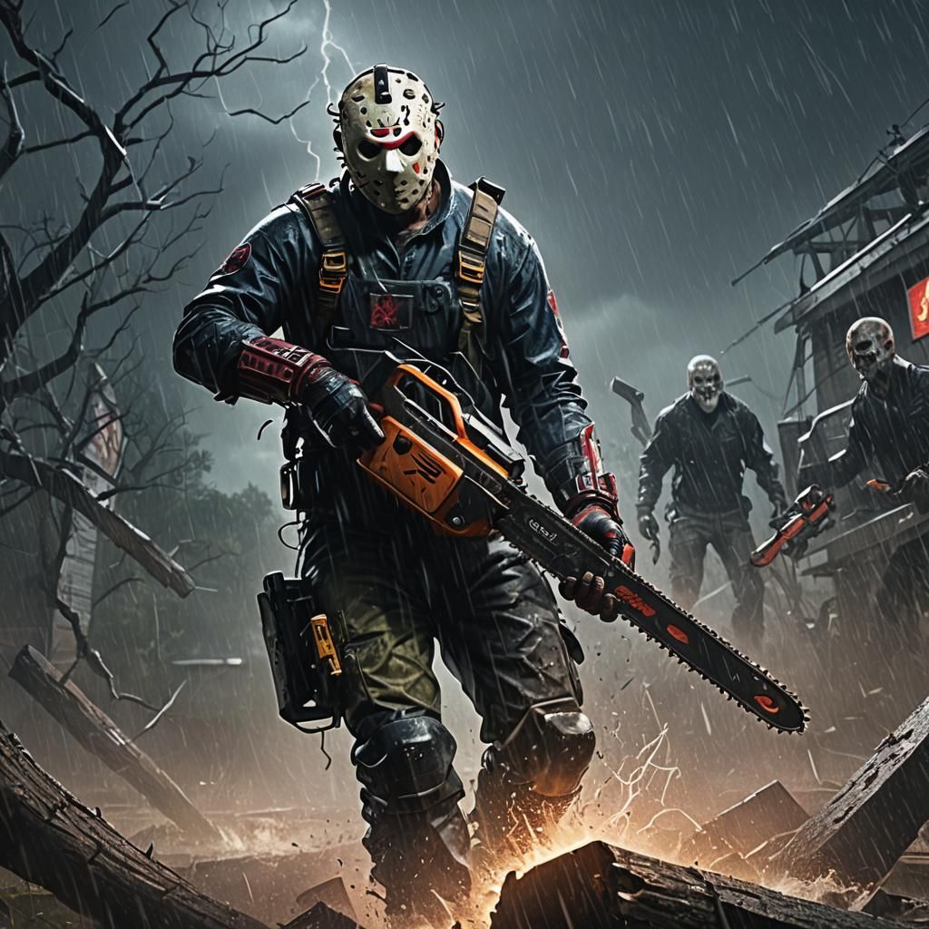 Cybernetic Jason Voorhees with Chainsaw: Matte Painting