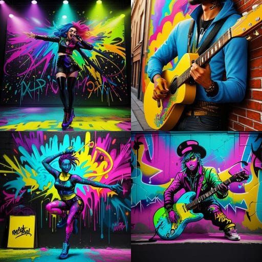 Vibrant Graffiti Art with Melting Splash Effects