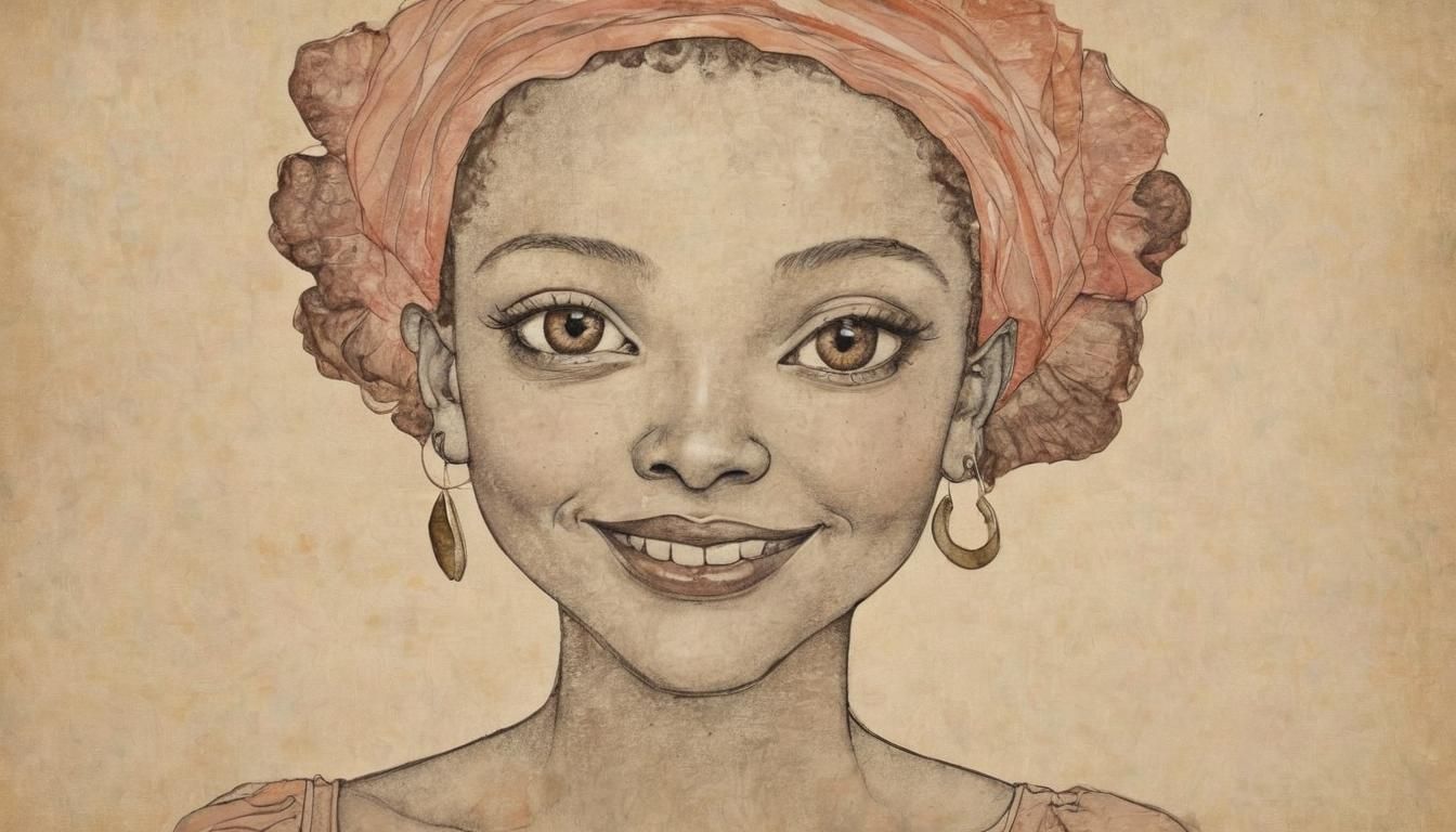 Smiling Girl Portrait in Surreal Expressionist Style