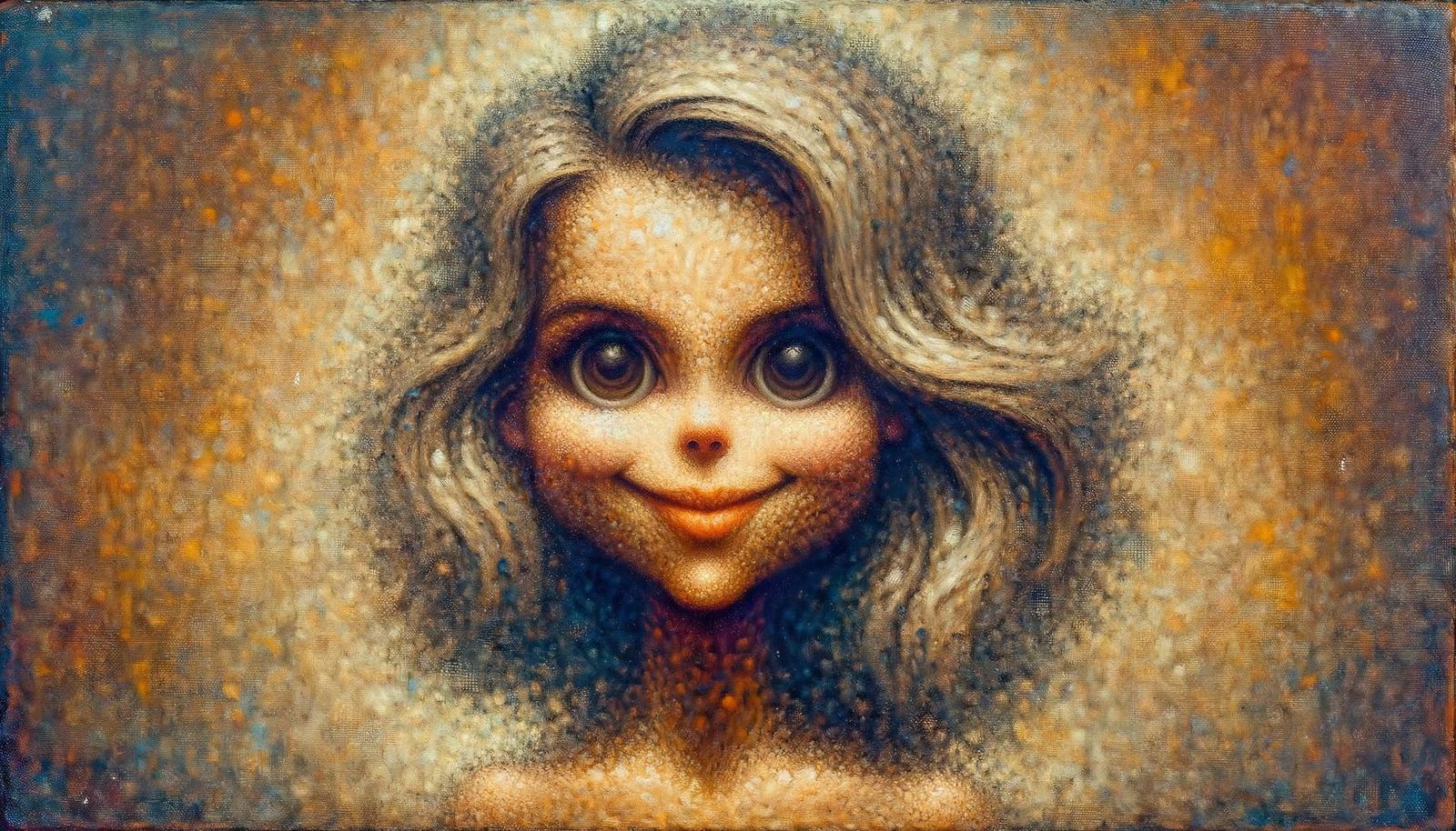 Surreal Caricature of a Dreamy Female Figure in Oil Painting...
