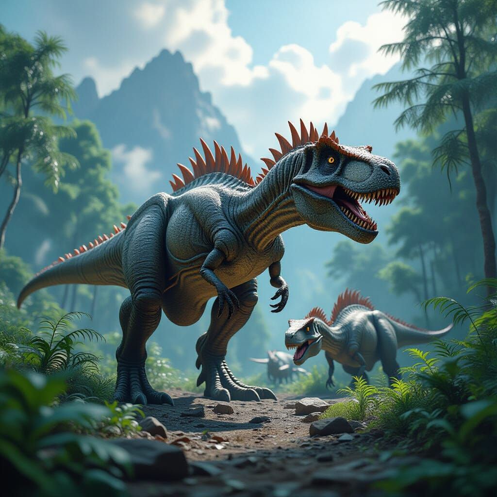 Dinosaur Fossils in Dramatic 3D Environment