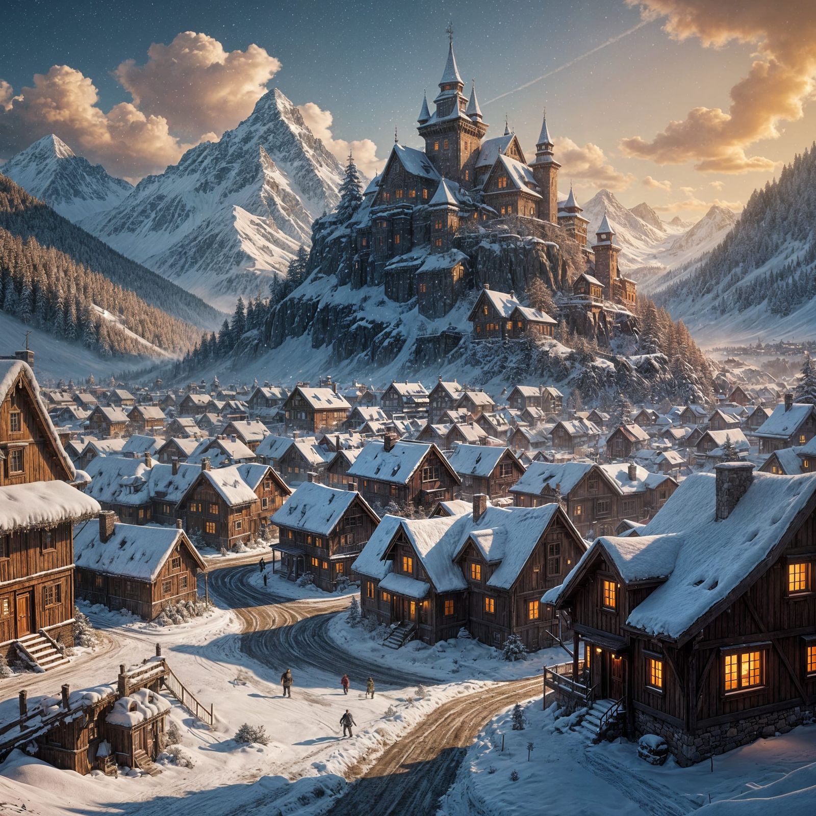 Fantastical Snowstorm Scene in Deep Color