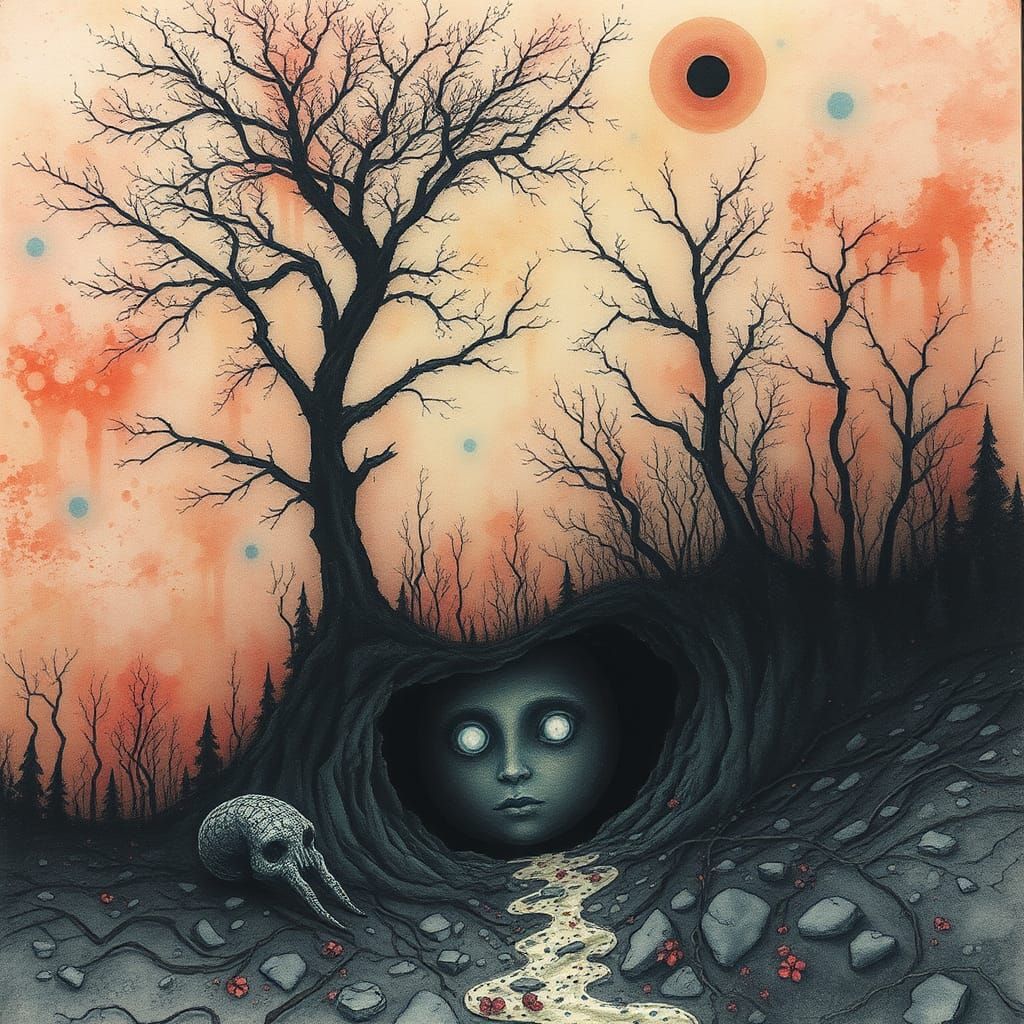 Surreal Dreamscape: A Hyperdetailed Alcohol Ink Illustration