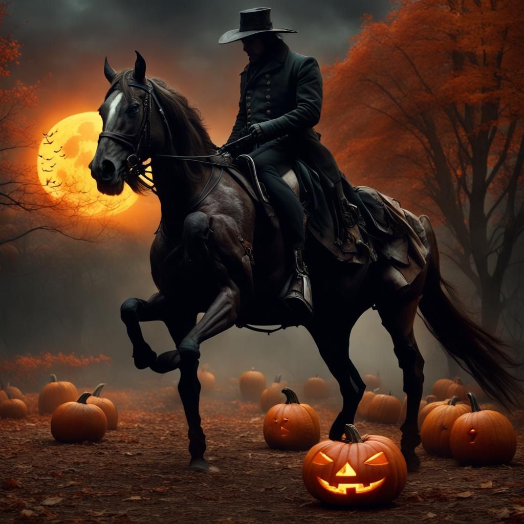 Headless Horseman Appears in Jack-o'-lantern