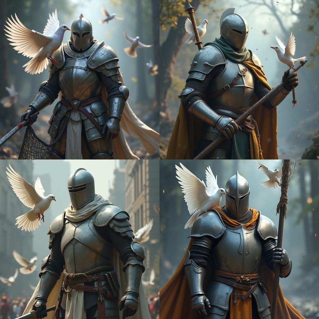 Knight of Peace: Fantastical Armor and Dove-Themed Accoutrem...