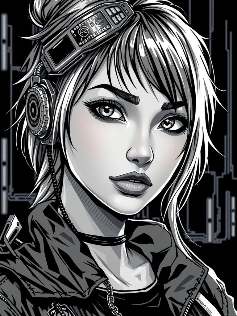 Cyberpunk Anime Woman Portrait in 8-bit Pixel Art