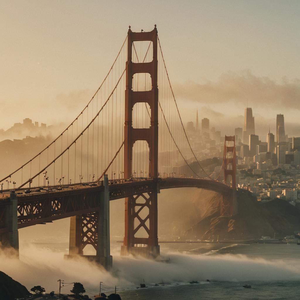 Golden Gate Bridge Emerges from Foggy San Francisco