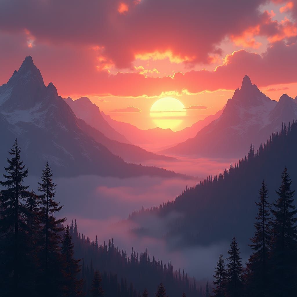 Montana Sunset: Detailed Matte Painting in Deep Color