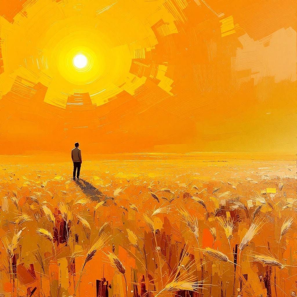 Golden Wheat Field: An Expressionist Impasto Painting
