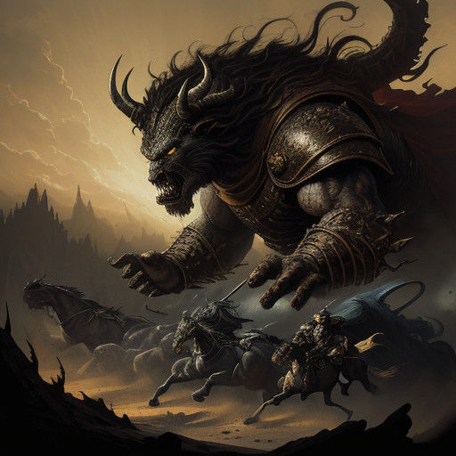 Gritty Dark Fantasy Art: Jesus Battles a Bestial Dragon