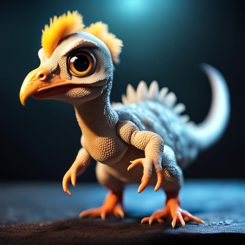 Adorable Chicken-Dinosaur Hybrid with Cute Eyes