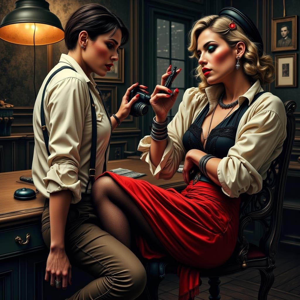 Femme Fatale in 1940s Noir Style