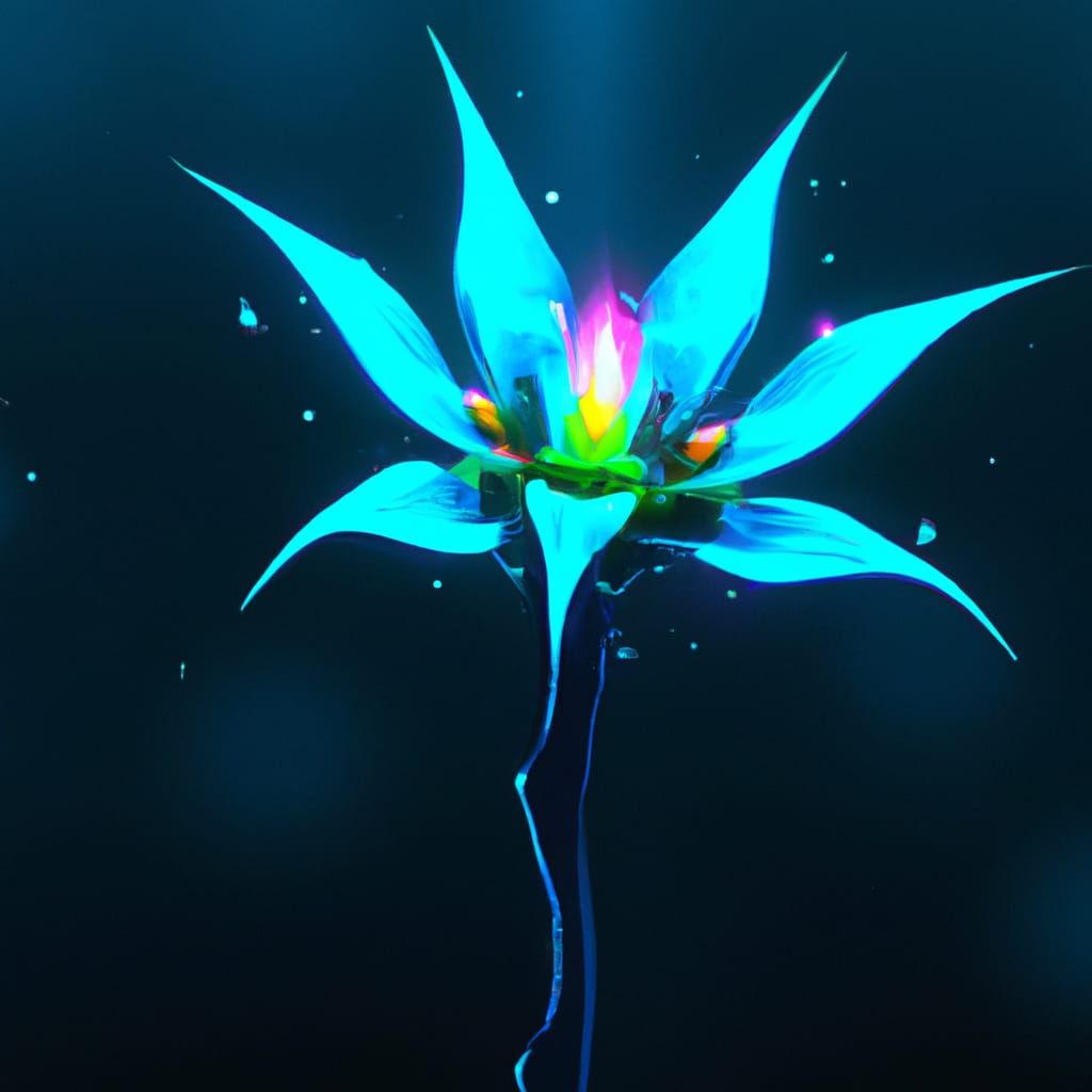 Bioluminescent Flower in Alien Forest, Cyberpunk Style