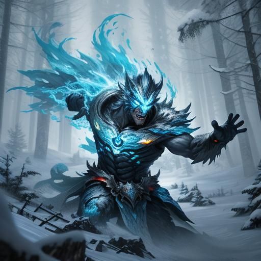 Air Elemental in Snow Forest: Hyperrealistic Concept Art