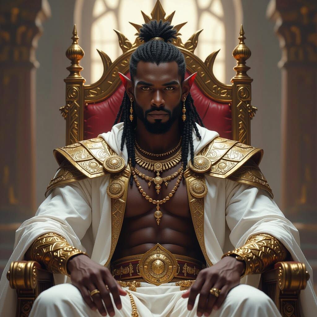 Majestic Elven God in Royal Throne Room