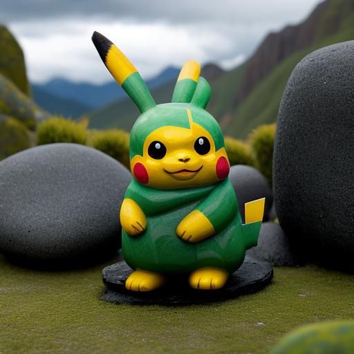Incan Jade Pikachu Running from Boulder