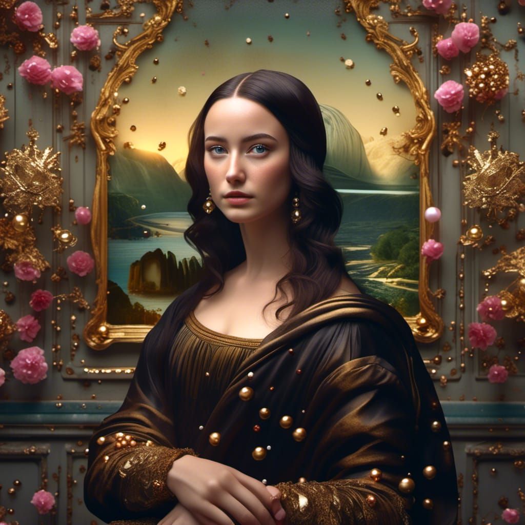 Mona Lisa with Pearls and Gold Ornaments