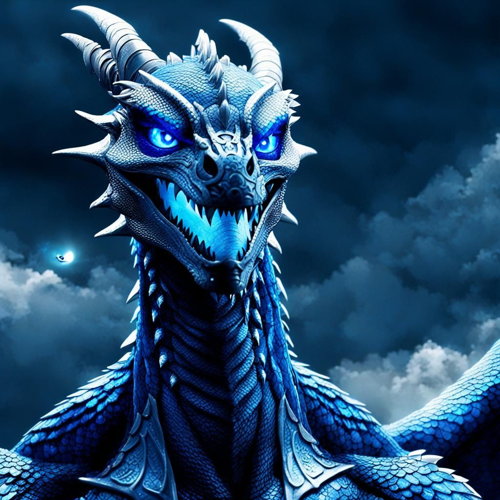 Majestic Dragon Soaring Through Stormy Skies