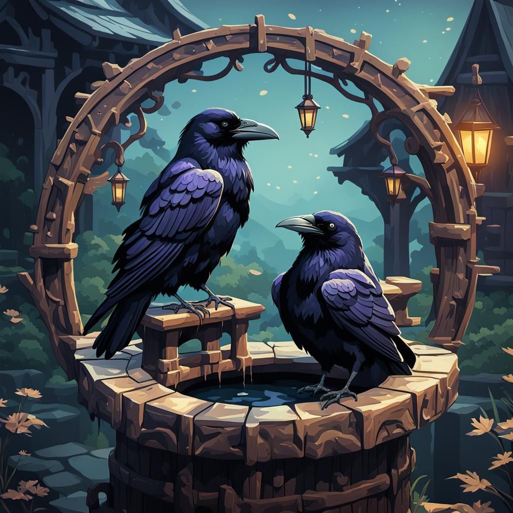 Ravens at a Lucky Wishing Well in Gothic Art