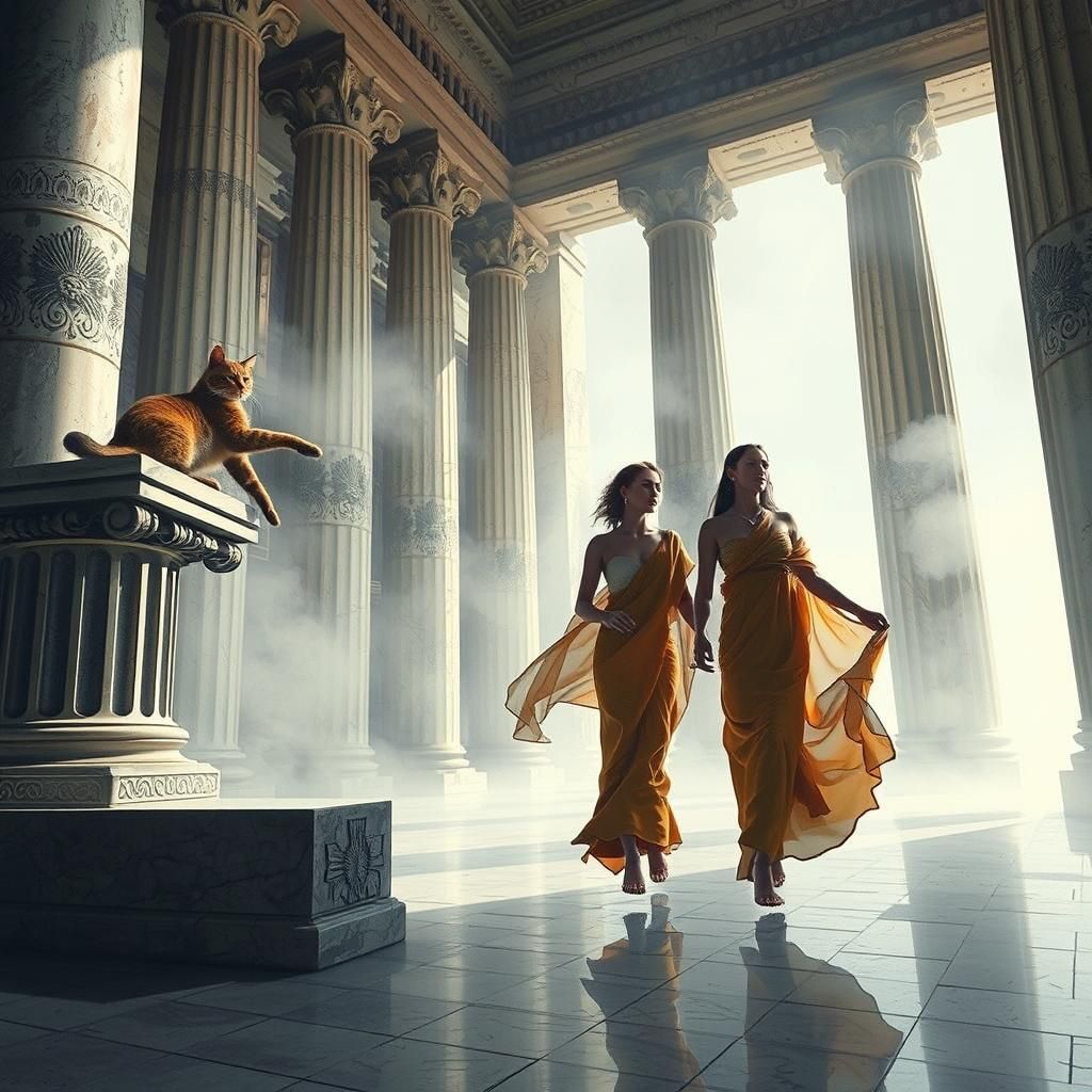 Mystical Women in a Misty Greek Hall