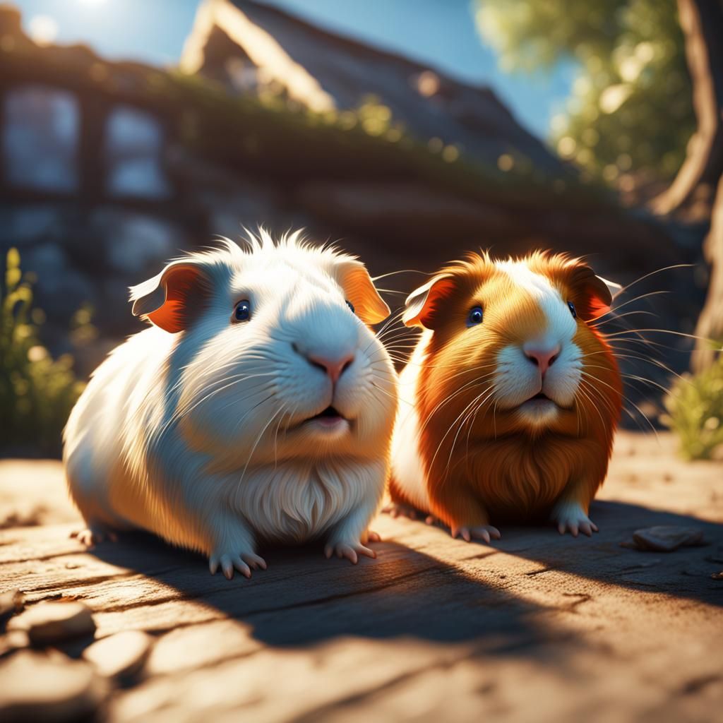 Guinea Pigs in Sunlight: Detailed Matte Painting
