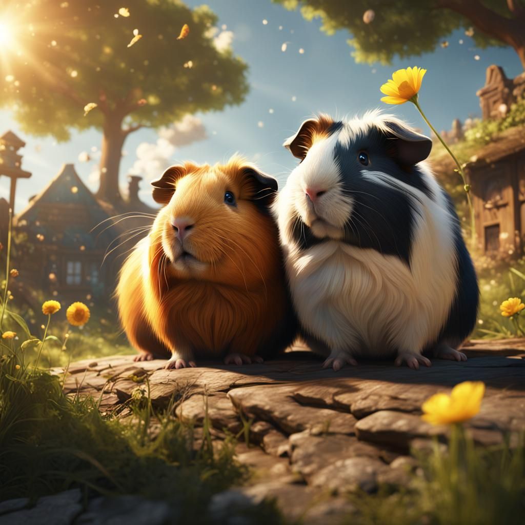 Guinea Pigs in Sunlight: Detailed Matte Painting