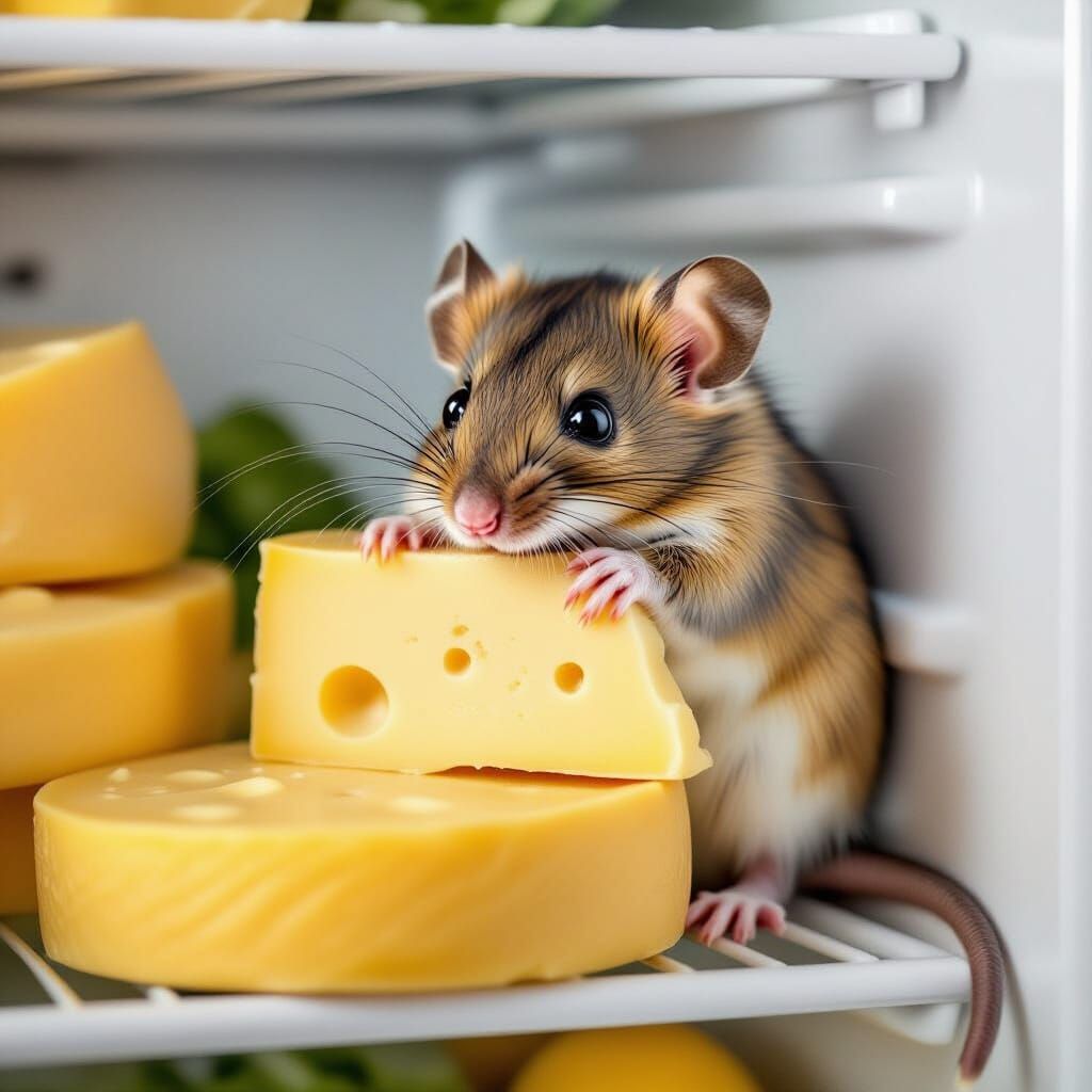 Mouse's Fridge Adventure: A Surprising Encounter