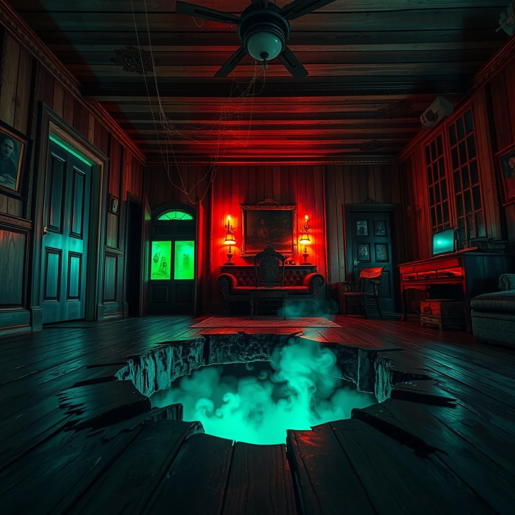 Haunted House Living Room with Glowing Hole