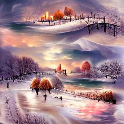 Romantic Winter Landscape Scene