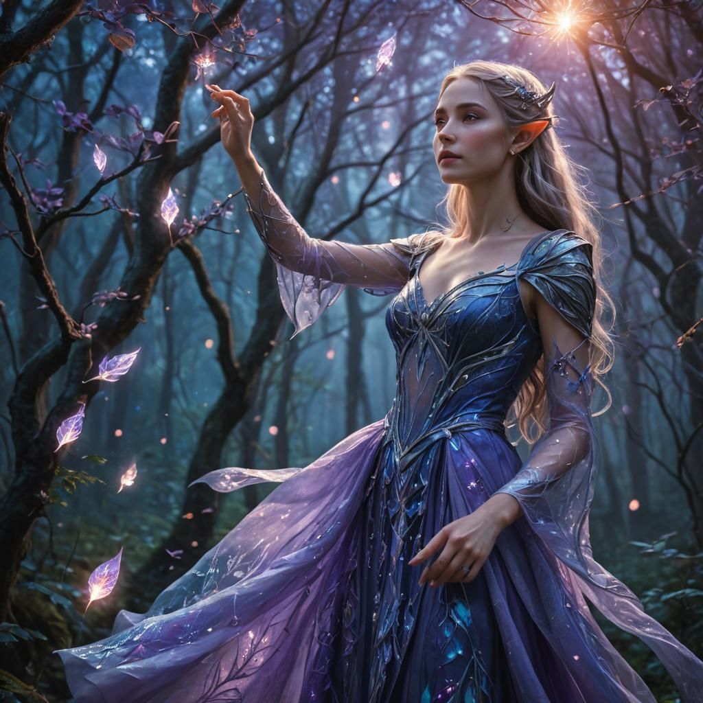 Elven Maiden Reaching for Will-o'-the-Wisp