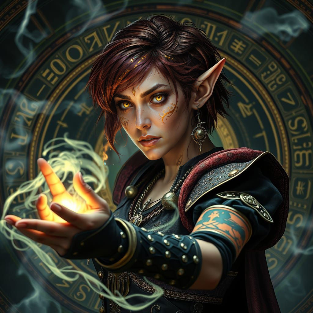 Ethereal Half-Elf Wizard Casts Enchanted Spell