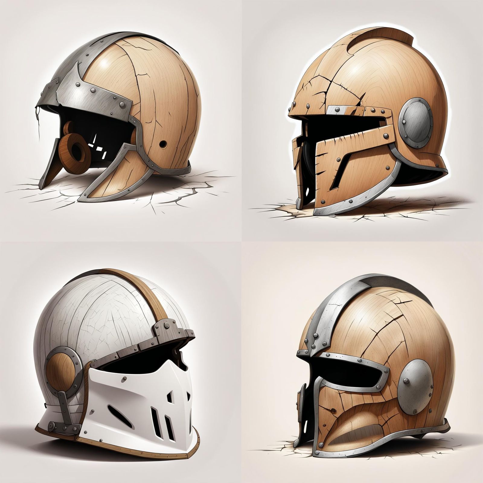 Damaged Cartoon Helmet with Pencil Drawing Effect