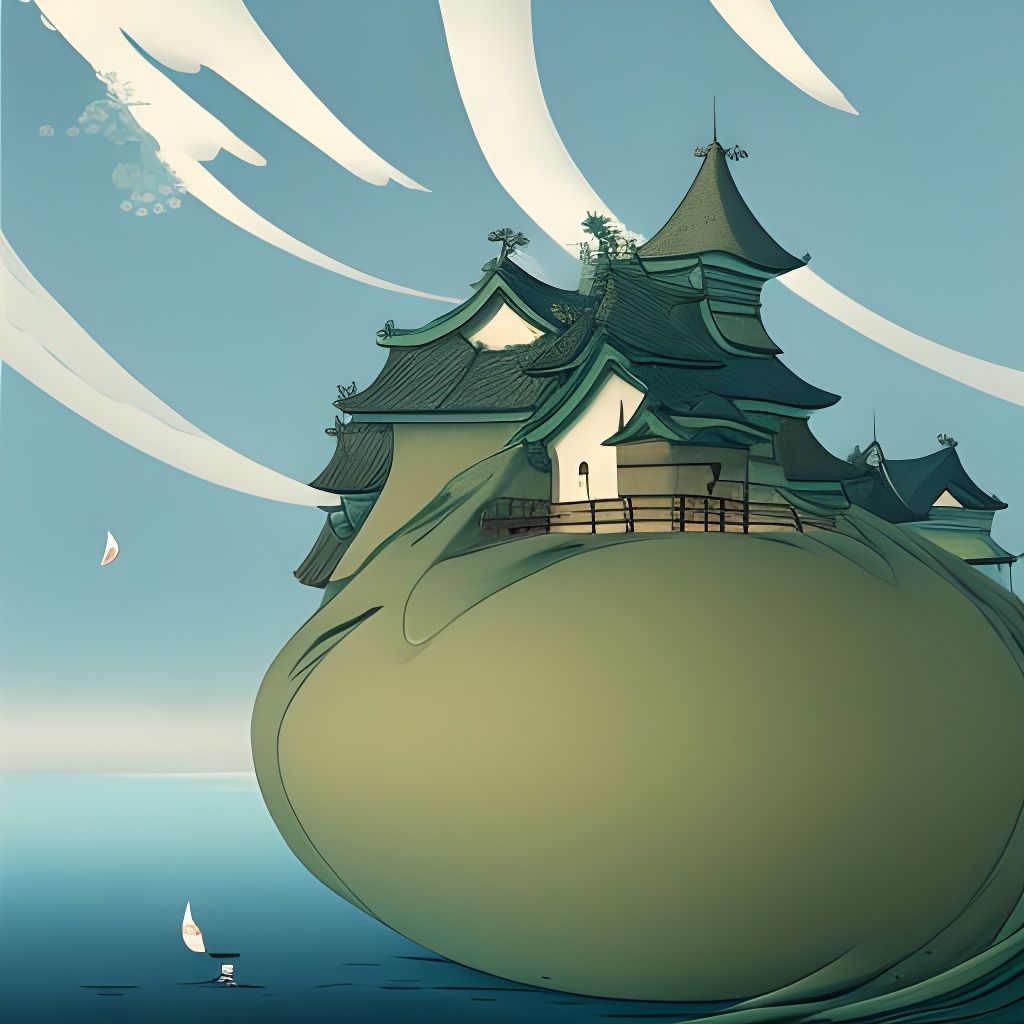 Surreal Ukiyo-e Landscape Inspired by Two Artists