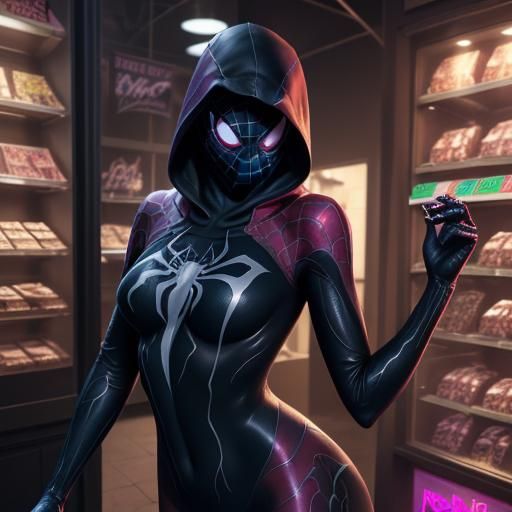 Spider-Gwen Venom Symbiote in a Candy Shop