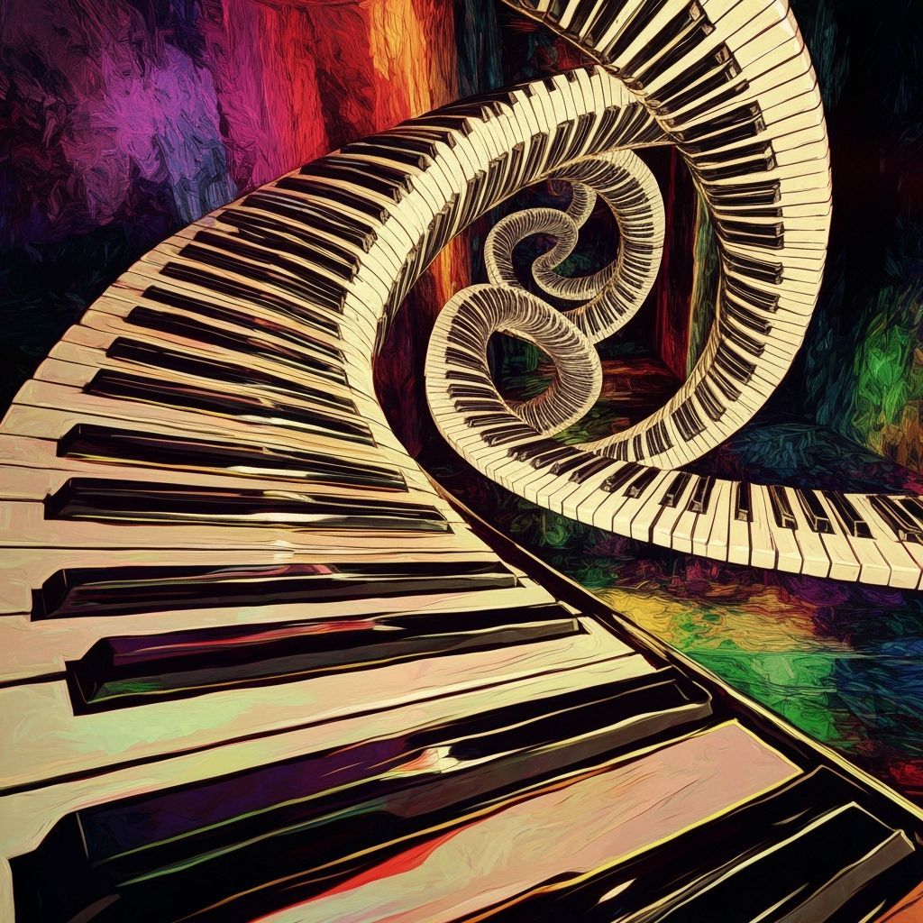 Musical Piano Key Staircase in Pop Art Style