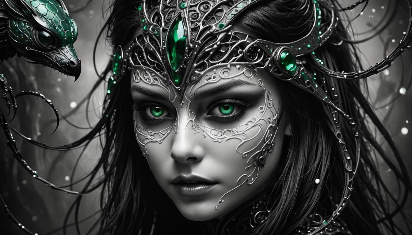 Ninja Woman Portrait in Surreal Digital Art Style