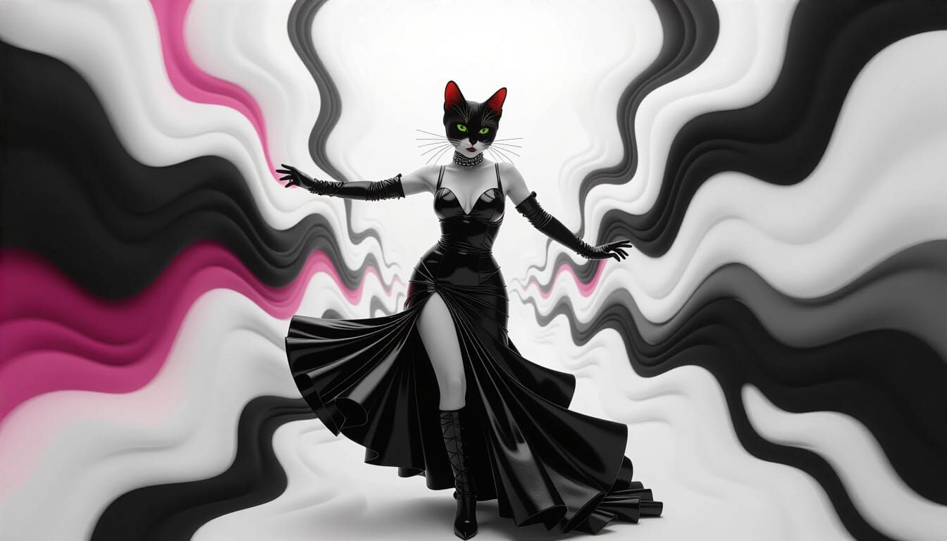 Retro Punk Catwoman in Detailed Threaded Design