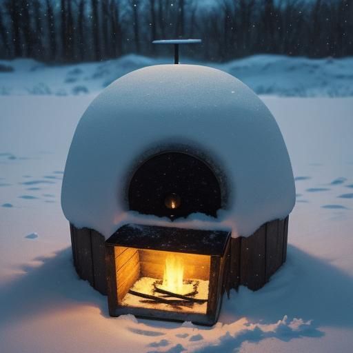 Cozy Fantasy Igloo Interior with Adventurer