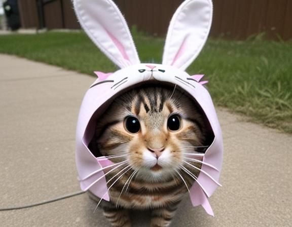 Cat in Rabbit Costume: A Funny Meme