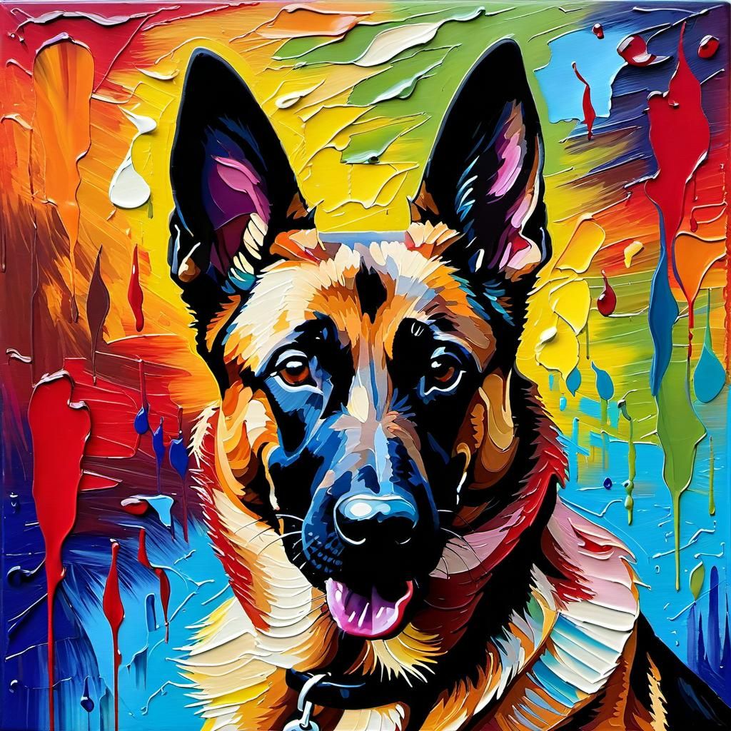 Vibrant Impasto Painting of a Belgian Malinois